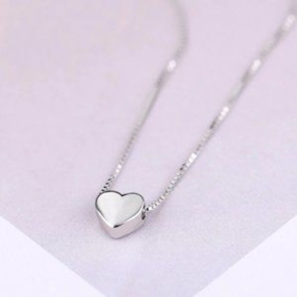 NEW 925 Sterling Silver Simple Heart Necklace